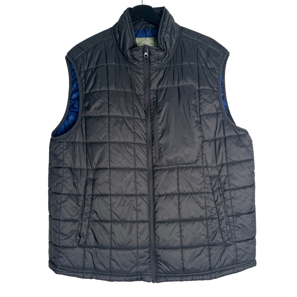 St Johns Bay Outdoor Mens Large Black Quilted Puffer Vest Full Zip Lightweight